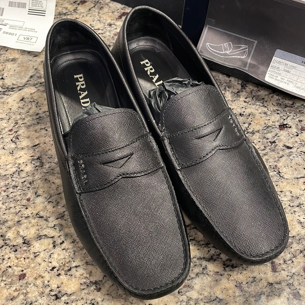 Prada Black Leather Loafers